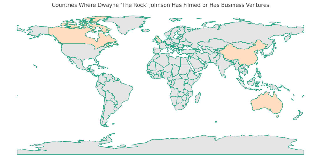 countries where The Rock has filmed or has business ventures
